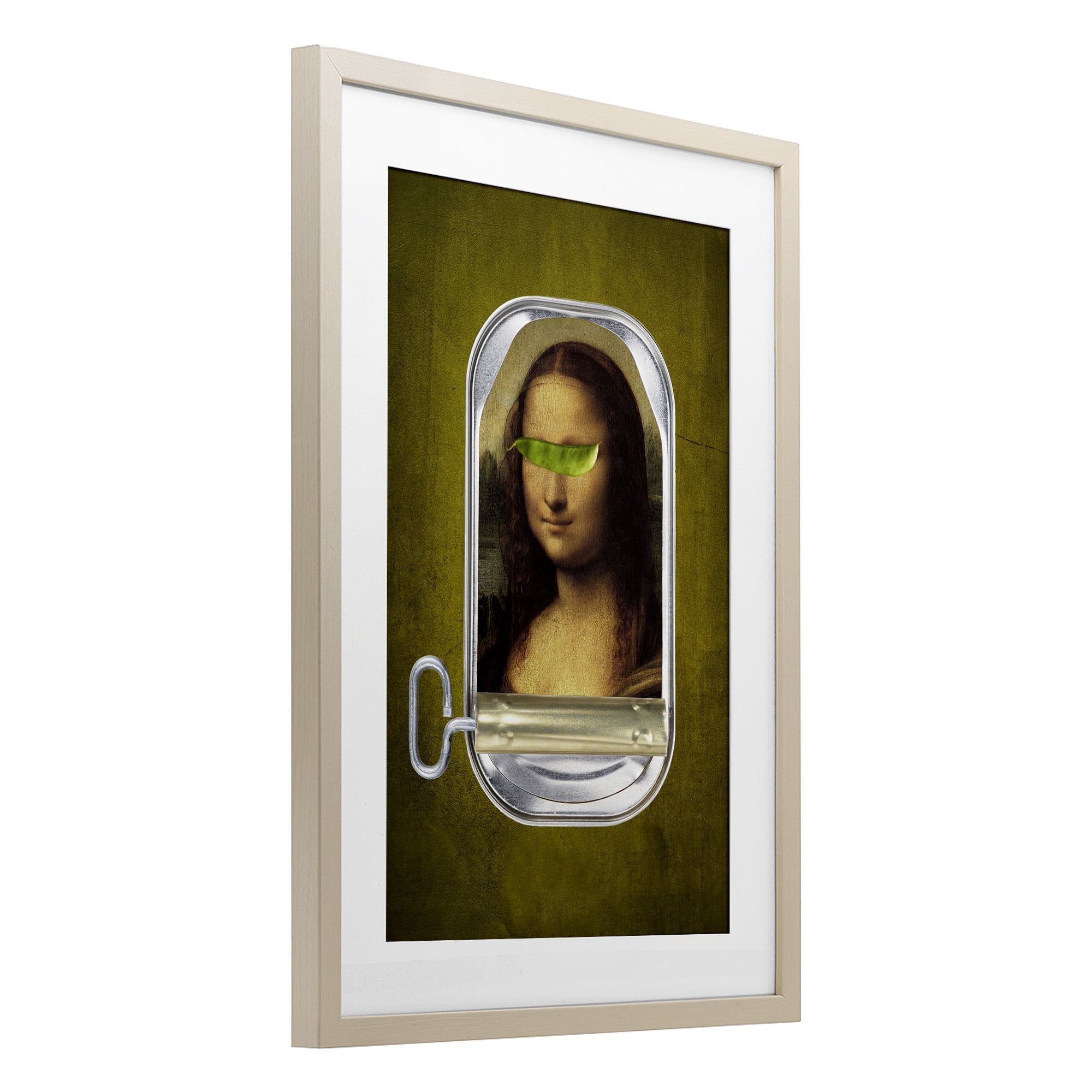 Canned Mona Lisa Birch Framed Print Under Glass, design by Elo Marc
