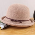 thumbnail image 5 of CoCopeaunts Cotton Linen Knitted Breathable Bowler Hat Literary Rolled Edge Small Knot Women Bucket Hat Outdoor Leisure Hundred, 5 of 8