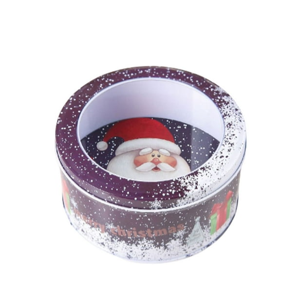 Yuarrent Lata de dulces de Navidad con tapa transparente, latas de galletas con estampado de Papá Noel, contenedores para Baby Shower, para fiesta Kits de decoración para fiestas Violeta Yuarrent HA070668-01