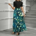 thumbnail image 4 of UoCefik Long Spring Dresses For Women Summer Floral Print Flowy Maxi Dresses Wrap Short Sleeve Ruffle Hem Business Casual Elegant a Line Dress Multicolor M, 4 of 4
