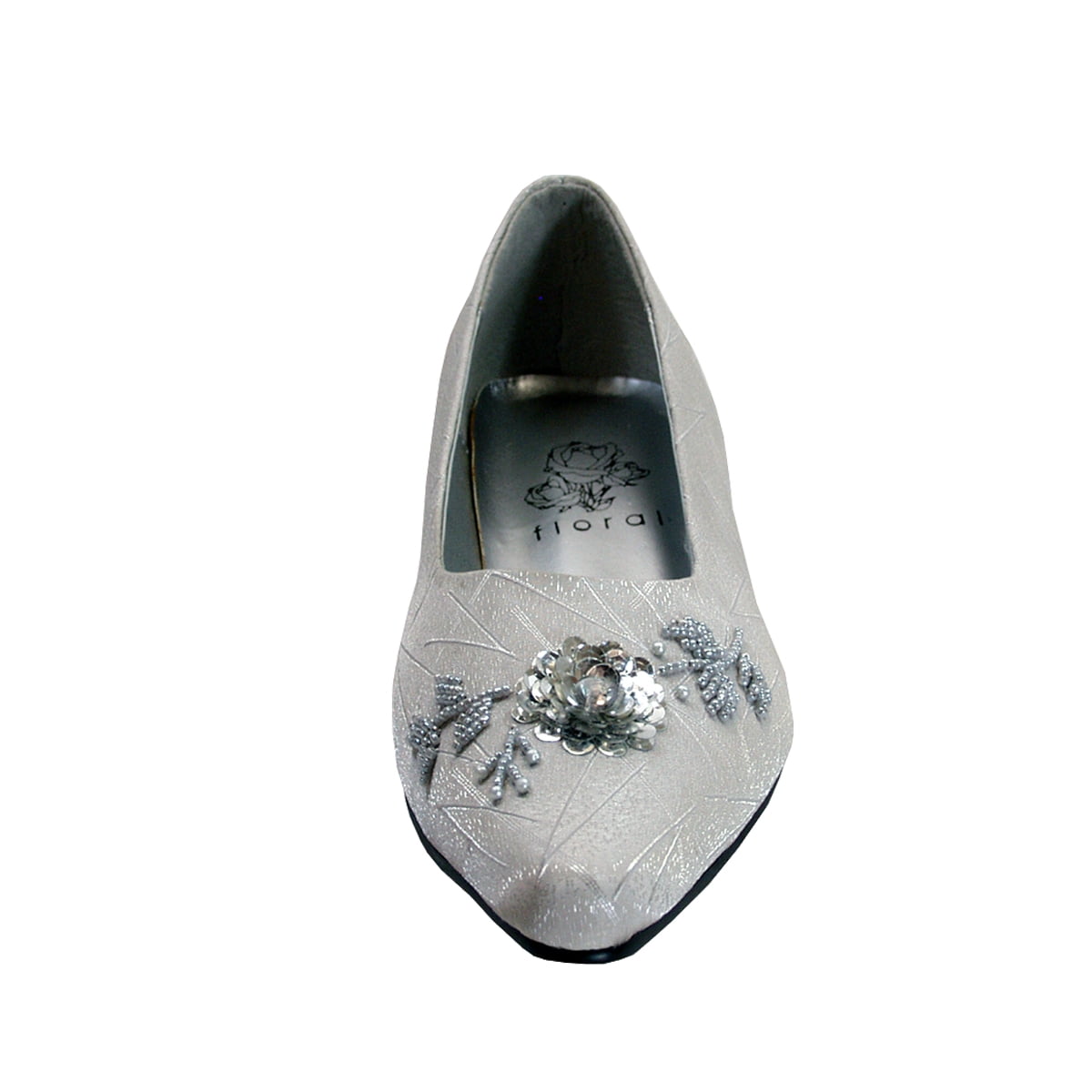 FLORAL Ayla Women's Wide Width Satin Upper Dress Pumps SILVER 10