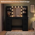 thumbnail image 6 of Lacoo Vanity Desk with Mirror and LED Lights, Makeup Vanity with 7 Drawers & 4 Shelves, Vanity Table with Power Outlet for Bedroom Dressing Room, Black, 6 of 8