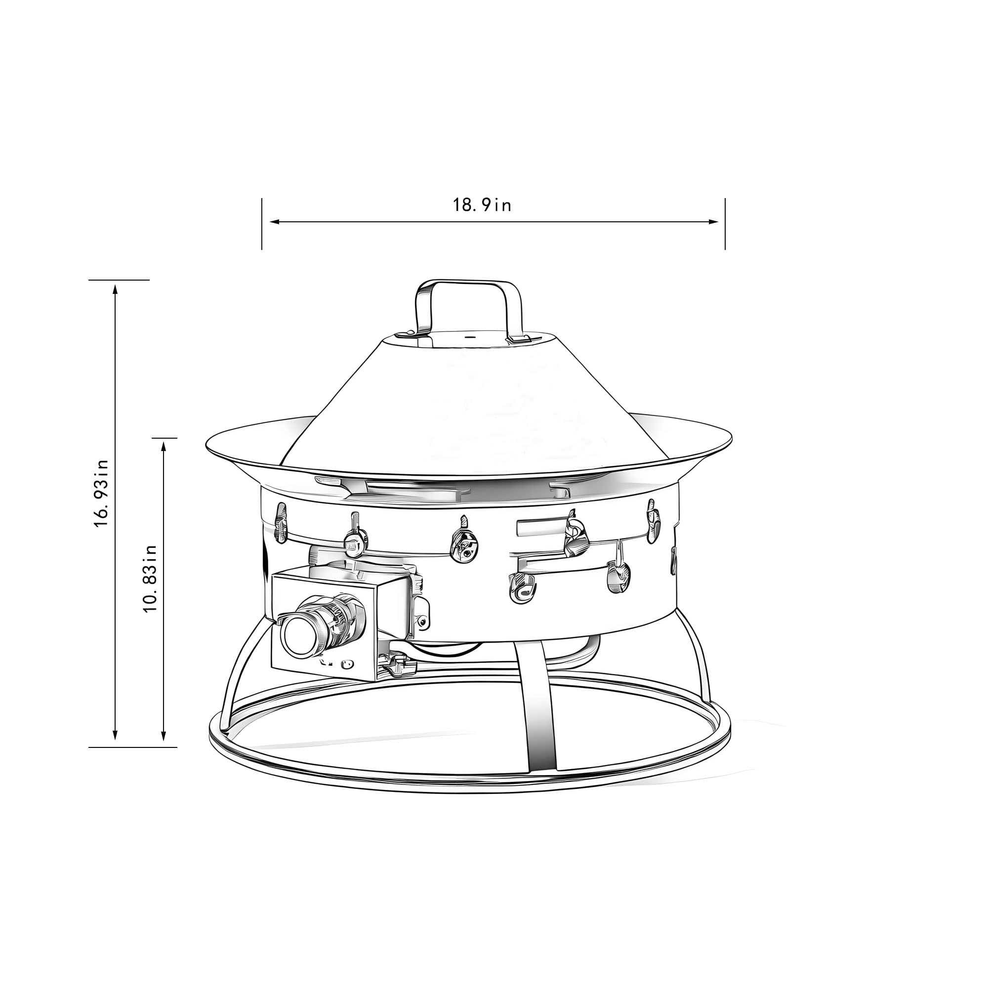 Lisonu 19" Propane Gas Fire Pit, 50000 BTU Round Steel Fire Pit for Outside Patio Deck Garden Backyard-Black