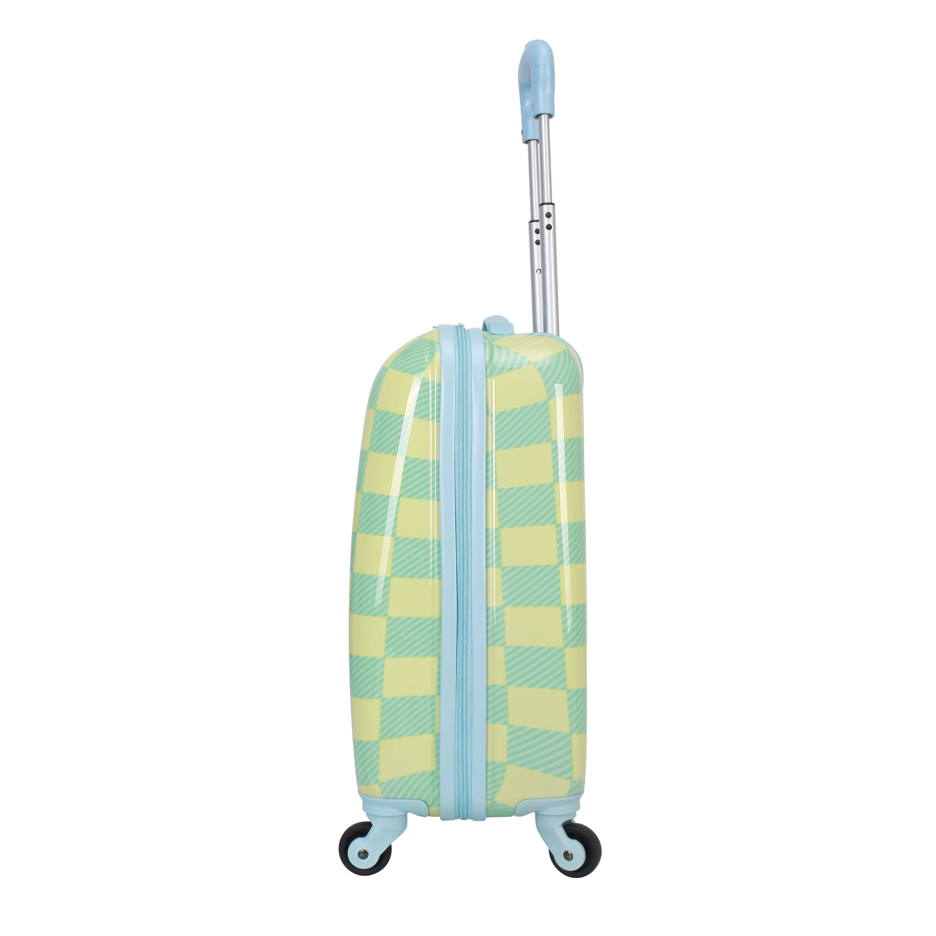 CRCKT Kids Boy 21" Checker Hardside Carry-on Luggage With 360 Spinner Wheels, Buzzing Bees, Neon Yellow and Blue