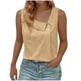 thumbnail image 2 of SBYOJLPB Camisole Tops for Women Casual Women's Round Neck Summer Solid Color Retro Regular Women's Sleeveless Tops Khaki 4(S), 2 of 6