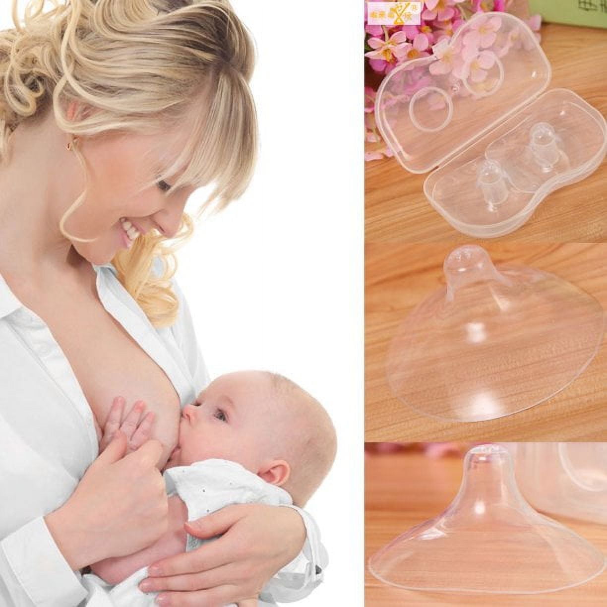 SHELLTON 2PCS Silicone Nipple Protector with 50PCS Disposable Nursing Pads for Breastfeeding,Mothers Feeding Silicone Nipple Shield Breastfeeding Protection Cover