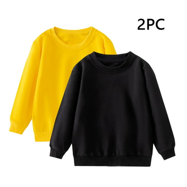 Cowsor Unisex Kids Solid Cotton Thin Pullover 2PC Sweatshirt T-Shirt Toddler Baby Crewneck Long Sleeve Tshirts Tops Blouse