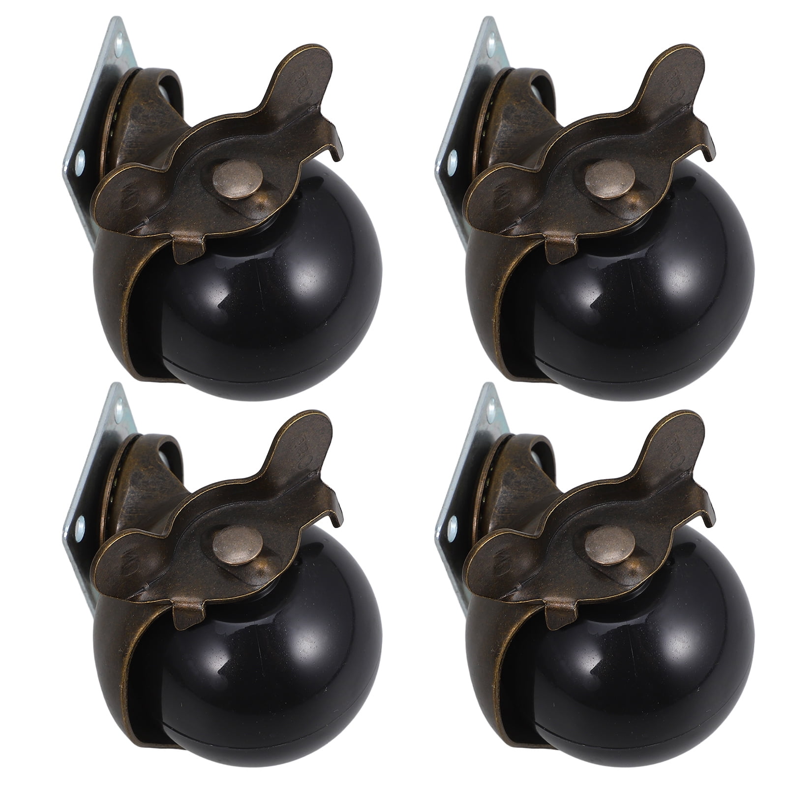 OUNONA 4pcs 2 Inch Wheel Ball Caster Home Office Furniture Chair Caster Wheel Swivel Plate Hooded Ball Caster Wheels Antique Bronze