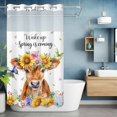 thumbnail image 6 of Cows No Hooks Shower Curtain with Snap-in Liner Watercolor Spring Yellow Purple Pink Floral Leaf Butterfly Shower Curtains for Bathroom, Waterproof, Easy Install, Washable 36"x72", 6 of 9