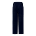 thumbnail image 6 of BXINGOHAI Corduroy Pants for Women Casual Drawstring Elastic High Waist Straight Leg Pants Loose Comfy Trousers with Pockets Dark Blue S, 6 of 7