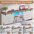 thumbnail image 5 of Wooden Twin Bed Frame with Bookcase Headboard and Sliding Barn Door, White, 5 of 9