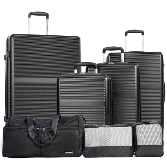 Tripcomp 4-Piece Hardshell Luggage Set with Duffel Bag, 16/20/24/28-Inch Spinner Suitcases & 19" Travel Bag, TSA Lock,Black