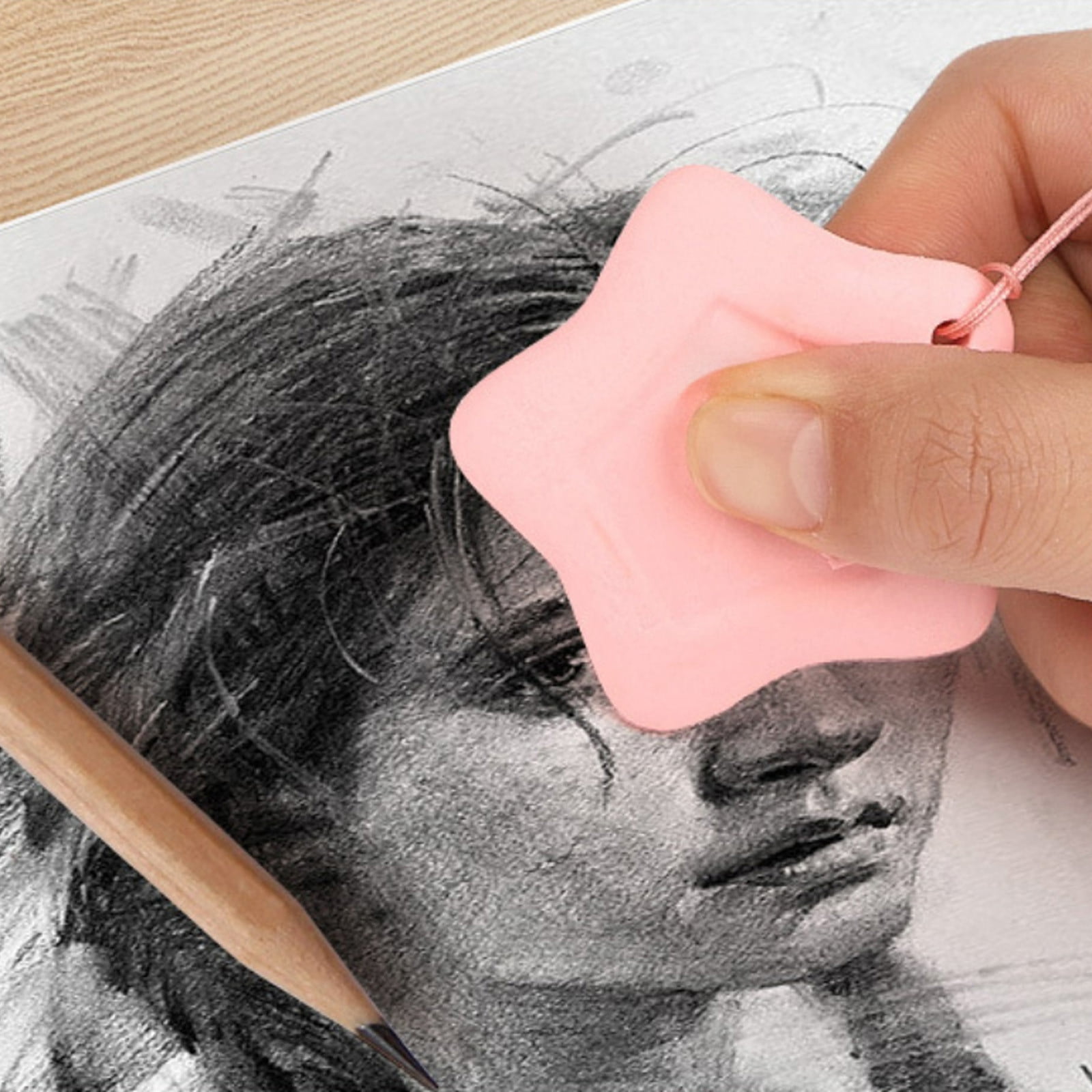 Seyotauo Star Shape Secure Eraser Set With Detachable Lanyard, Cute Soft Pencil Erasers, Practical Classroom Supplies for Daily Use, Ideal for Office Writing and Daily Drawing Use