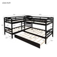 thumbnail image 5 of Harper & Bright Designs L-Shaped Twin Bunk Bed with Trundle, Pine Wood Twin Size Bunk Bed Frame, Can be Separated into Two Beds, No Box Springs Needed (Espresso), 5 of 8