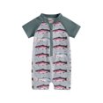 thumbnail image 2 of Aojekbee Kids Boys Summer Swimwear Casual Tractor/Fish Print Short Sleeve Zipper Rash Guard Swimsuit Beachwear Bathing Suit, 2 of 10