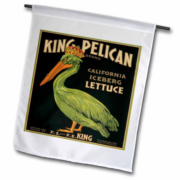 3dRose King Pelican Iceberg Lettuce with a Green Pelican Wearing a