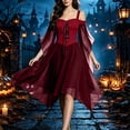thumbnail image 5 of Halloween Witch Costume for Women, Off the Shoulder Dress, Adult Medieval Vampire Butterfly Sleeve Gothic Outfits for Halloween Cosplay Party, 5 of 8