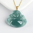 thumbnail image 3 of Natural Blue Jadeite Burmese Jade Maitreya Pendant Necklace Jewelry, 3 of 6