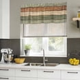 thumbnail image 4 of 2 Pack Farmhouse Sage Green Brown Valances for Windows Bedroom Living Room Window Treatments, Vintage Wooden Striped Rod Pocket Valance Drapes Short Kitchen Curtains Over Sink 42"x12", 4 of 8