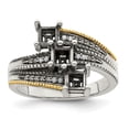 thumbnail image 5 of Finest GoldQMR12-3-10 Sterling Silver Two-Tone & 14K Three-Stone & Diamond Mothers Semi-Mount Ring - Size 10, 5 of 5