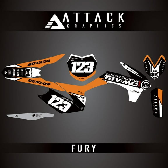 Attack Graphics Custom Fury Complete Bike Graphics Kit for KTM 125 SX 2014