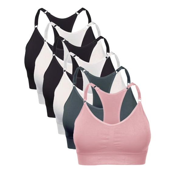 Women's Sports Bras Yoga Lounge Wireless Racerback Bra Small to 2XL Sizes Multi-Pack