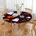 thumbnail image 3 of Spooky Elastic Hem Round Tablecloth - 52 Inch Halloween Themed Table Cover for Kitchen Dining Party, Durable Polyester Material, 3 of 6