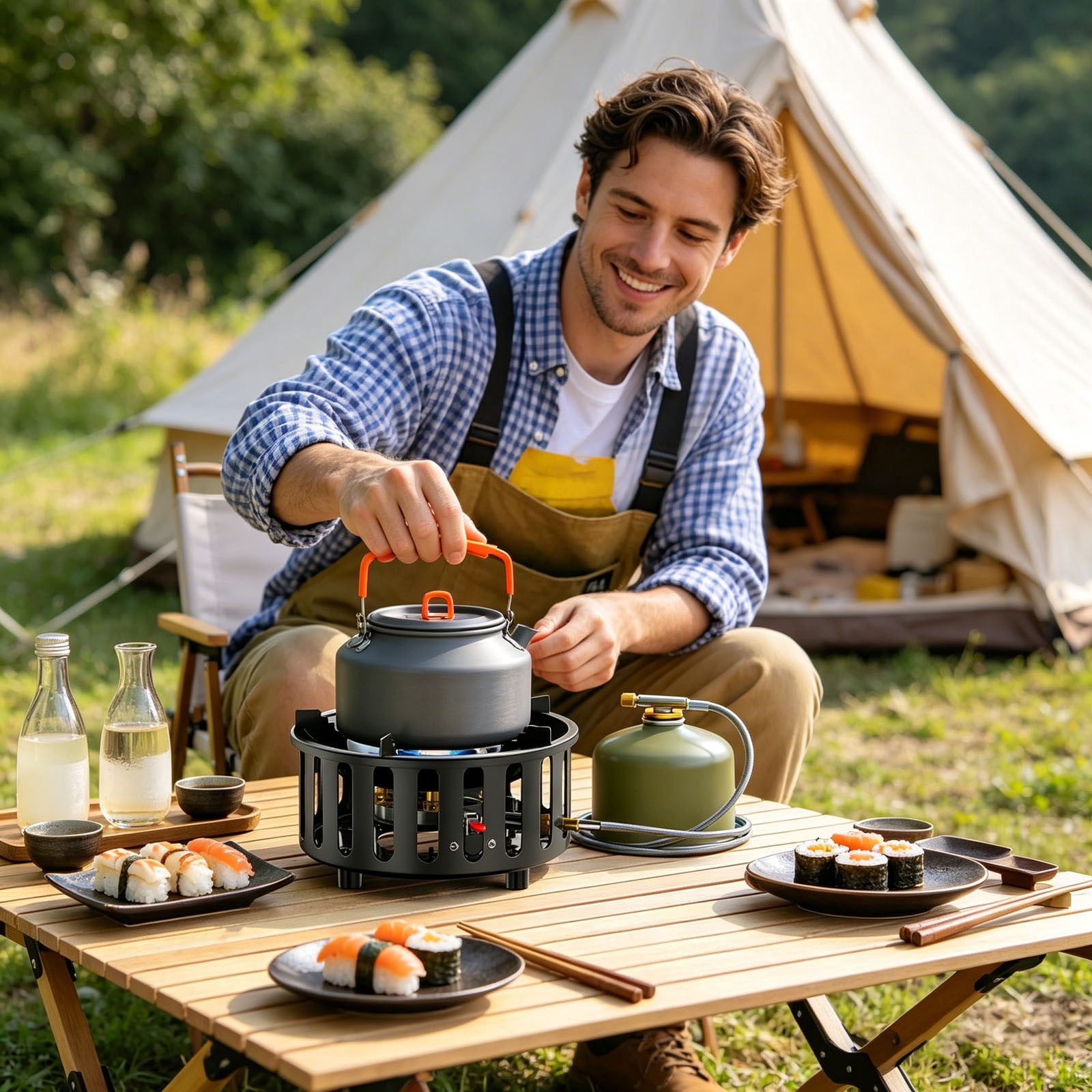Ton Portable Butane Camping Stove with Case: Portable Ignition, Precise Heat Control - Camping & Tailgating and Outdoor Cooking,Black