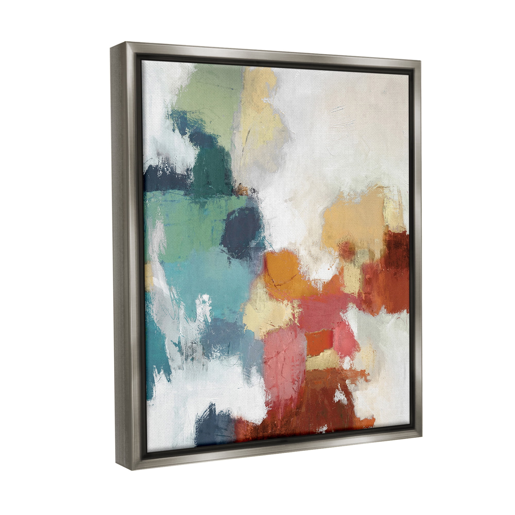 Stupell Industries Dynamic Abstract Hues Abstract Painting Gray Floater Framed Canvas Art Print Wall Art, 25 x 31