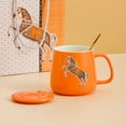 thumbnail image 4 of Taza de Café de Cerámica de 350 Ml con Estampado de Caballos | Taza de Té Naranja con Cuchara Incluida | Asa Ergonómica | Taza de Cerámica Resistente para Bebidas Calientes | Ideal para Uso Diario En, 4 of 6
