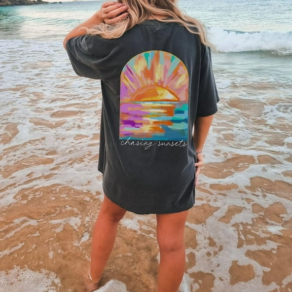 Coconut Girl Sunset Oversized t-shirt summer vacation beach shirt Salty Mermaidcore tee for surfer Summer vibes surf tee