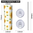 thumbnail image 3 of Sunflower 20 Oz Stainless Steel Skinny Tumbler – Vacuum Insulated Slim Travel Cup with Lid & Stainless Steel Straw, 360° Full Wrap Printed Tumbler for Home, Office & Outdoor Use, Spring, 3 of 6