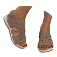 thumbnail image 3 of TrendOFT Sandales pour Femmes Talon Compensé Orthopédique Confort pour Bout Ouvert avec Soutien de la Voûte Plantaire Bout Rond Bas Décontracté pour Randonnée Marche Extérieure Été Plage Sandales Plateforme pour Femmes Kaki 37, 3 of 6