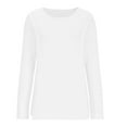 thumbnail image 4 of Htigea Long Sleeve Shirts for Women Casual Crew Neck Basic Fall Tops Loose Fit Comfy Pullovers White XL, 4 of 8