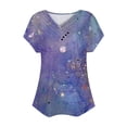 thumbnail image 3 of Camiseta de Manga Corta Suelta con Cuello en V Impresa, Blusa Casual para el Hogar Y el Uso Diario, 3 of 4