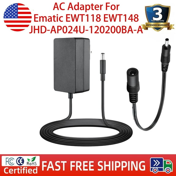 AC Adapter For Ematic EWT118 EWT148 JHD-AP024U-120200BA-A Power Supply Charger