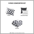thumbnail image 6 of Full/Queen Comforter Set, 2 Shams and 2 Throw Pillows, 5 Pieces Checkered Print All Season Warmth, Black+ White, 6 of 9