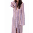 thumbnail image 2 of Womens Crochet Bell Long Sleeve V Neck Loose Maxi Dress Boho Eyelet Long Sundresses with Slit Pink M, 2 of 10