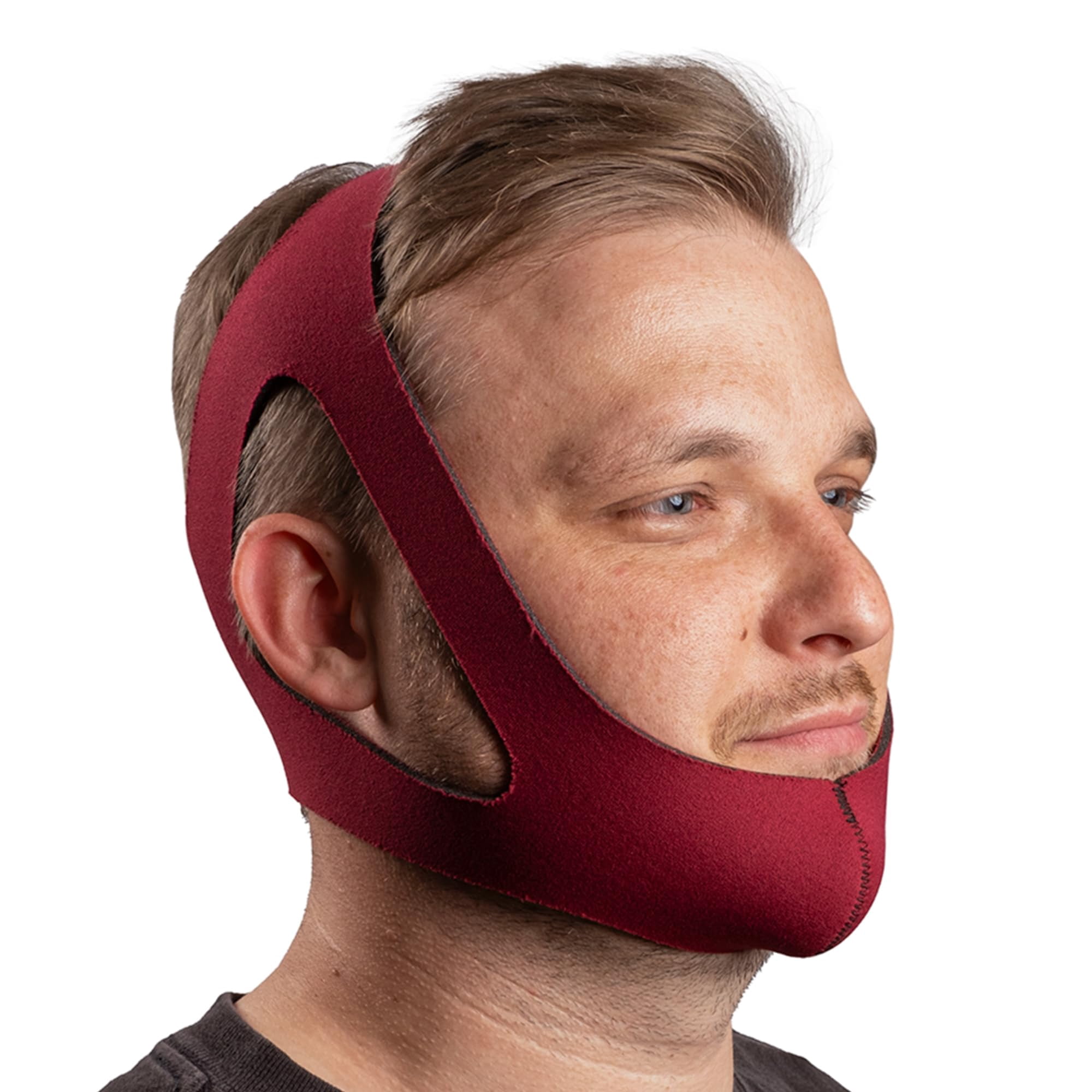 LifeSource Anti Snore Chin Strap for CPAP Users (Made in USA), Hook-Free Non-Adjustable Design, Ruby Chin Strap for Snoring, Breathable & Comfortable, Latex-Free, Sizes S/M/L for Men & Women
