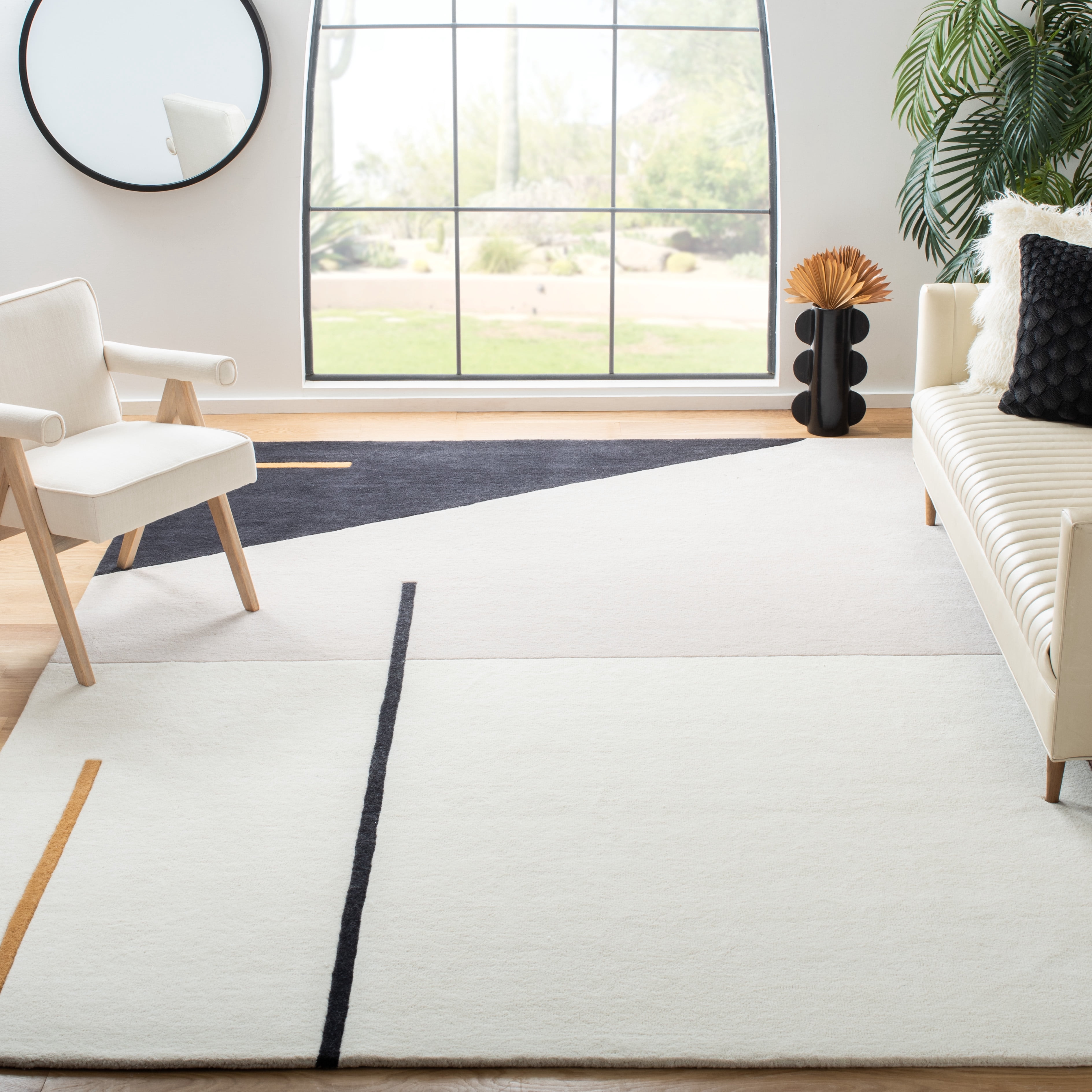 SAFAVIEH Fifth Avenue Dawa Abstract Area Rug, Ivory/Black, 11' x 15'