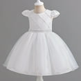 thumbnail image 4 of Sngxgn Girl's Puff Long Sleeve High Waist A Line Short Dress(White,140), 4 of 5