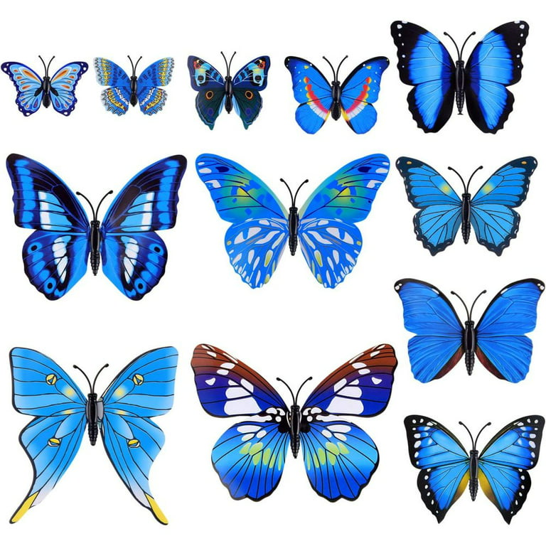 Dekoration Balkone, Schmetterling Wandtattoo für Wandaufkleber, 3D Wände und 36 Stück, blau
