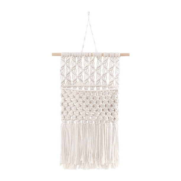 Cesta de almacenamiento colgante de pared de macramé, soporte para colgar libros de cuerda tejida bohemia para 67CMX33CM