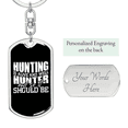 thumbnail image 2 of Hunting Hunter Stainless Steel or 18k Gold Premium Swivel Dog Tag Keychain, 2 of 10