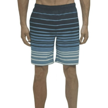 Kirkland Signature Men's Swim Shorts (Blue Stripe, Large)