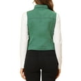 thumbnail image 3 of INSPIRE CHIC Veste Sans Manches en Denim Délavé pour Femme à Poches à Rabat sur la Poitrine, à Simple Boutonnage, Vert Pin m, 3 of 5