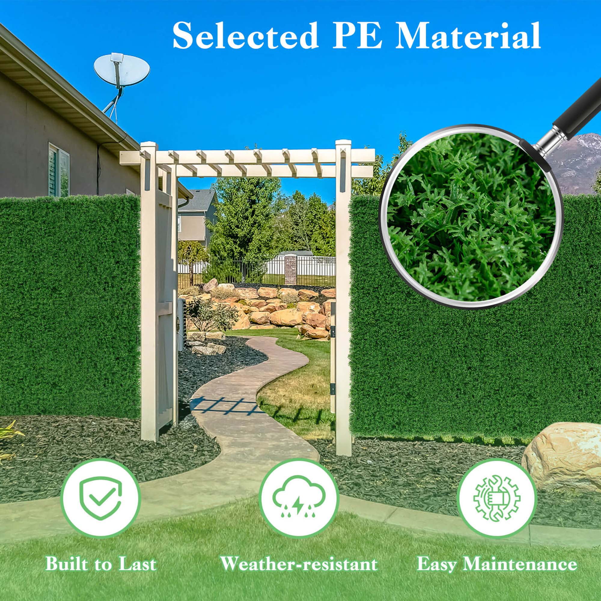 Costway 12 PCS Faux Green Moss Panels with Insertable Branches Stable X-shaped structure Dark Green