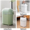 thumbnail image 4 of Bathroom Wastebasket with Lid, Plastic Wastebasket with Handle, Rectangular Slim Wastebasket Wastebasket for Living Room, Bedroom, Kitchen (White), 4 of 5