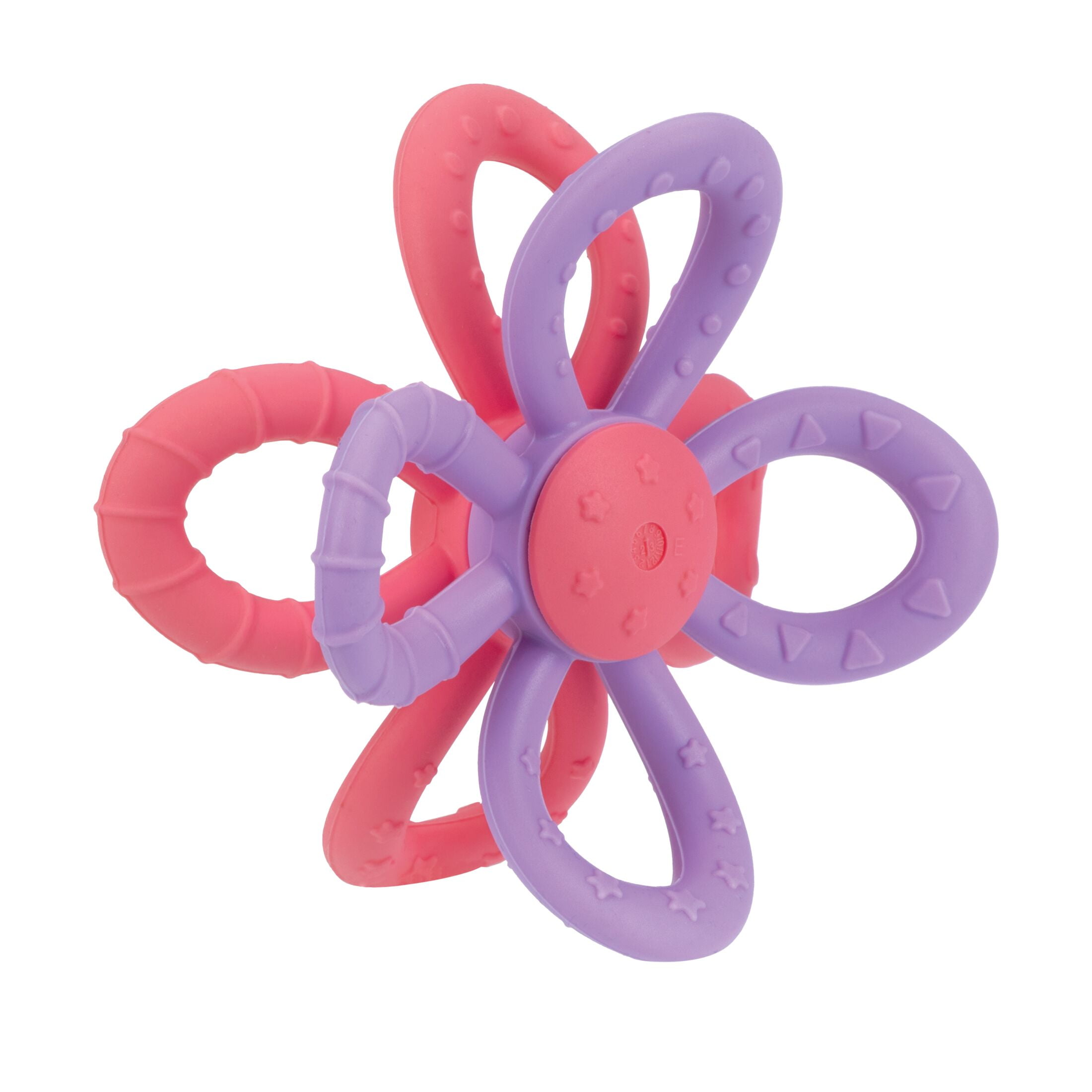 Nuby Fun Loops Silicone Teether Toy for Babies and Toddlers, Pink & Purple