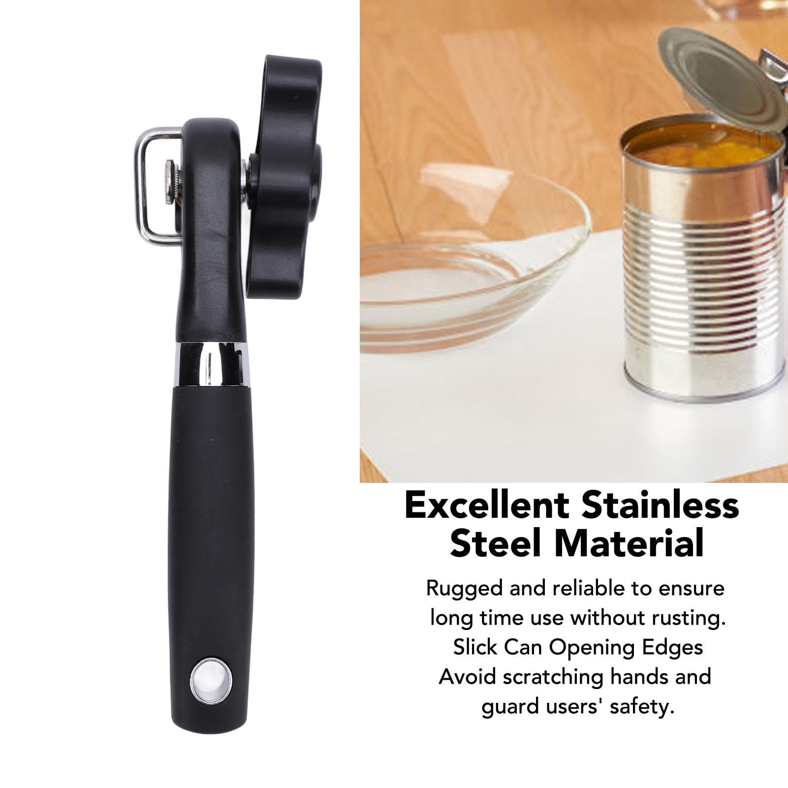 Suodoka Ergonomic Stainless Steel Hand‑Held Can Opener with Non‑Slip Handle, Slick Edges – Safe, Easy to Use for Seniors